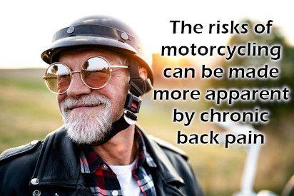Picture of a man returning to riding motorcycle after a spine surgery.