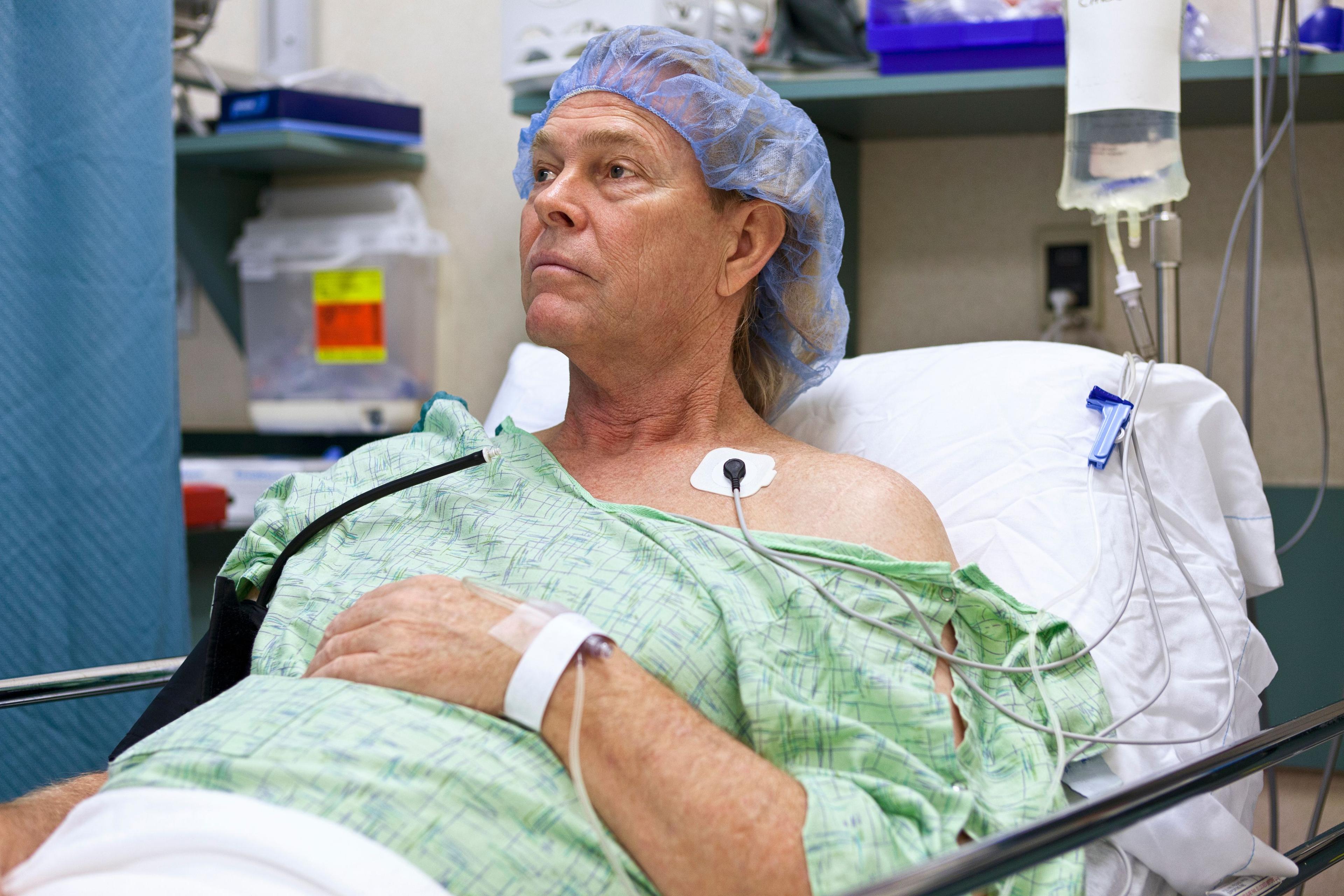 Patient in scrubs pre surgery