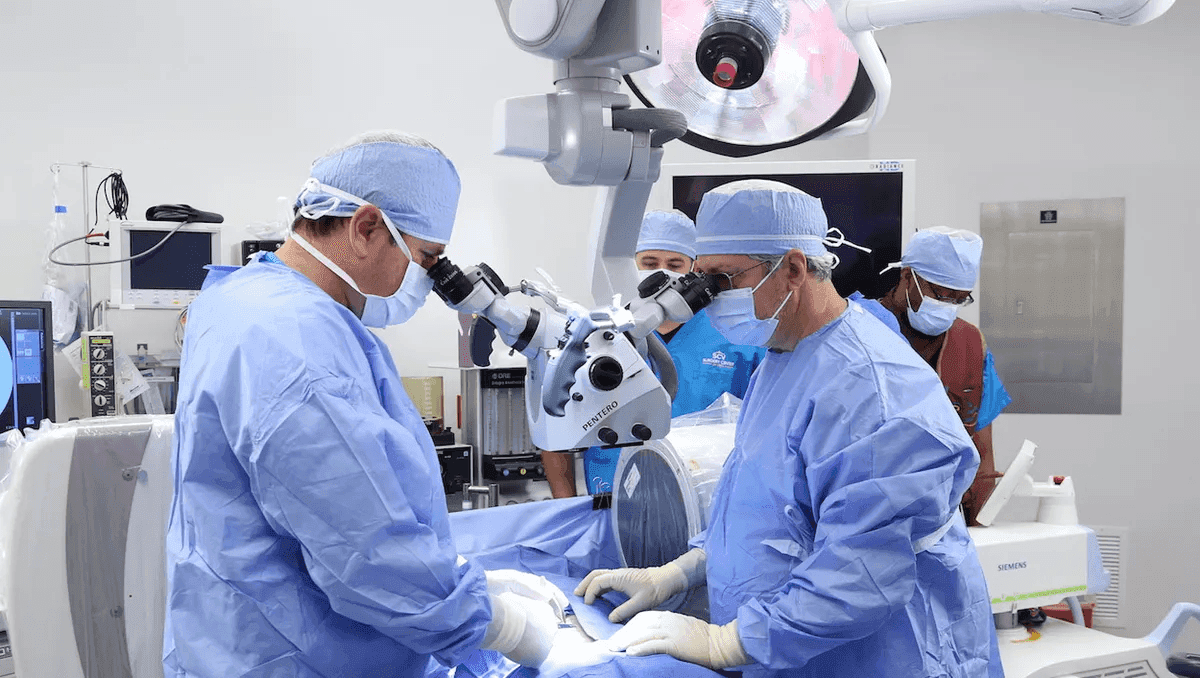 A surgery being performed at the surgery center.