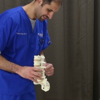 Man holding spine physical model