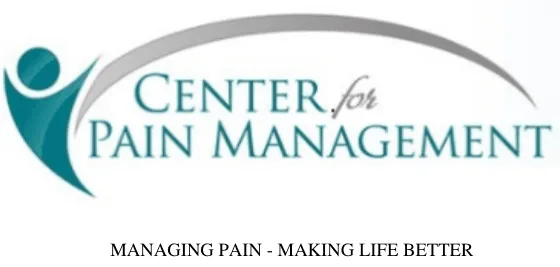Logo for Center for Pain Management featuring a stylized human figure and text.