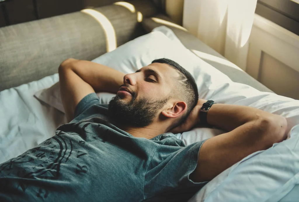 Male sleeping on back