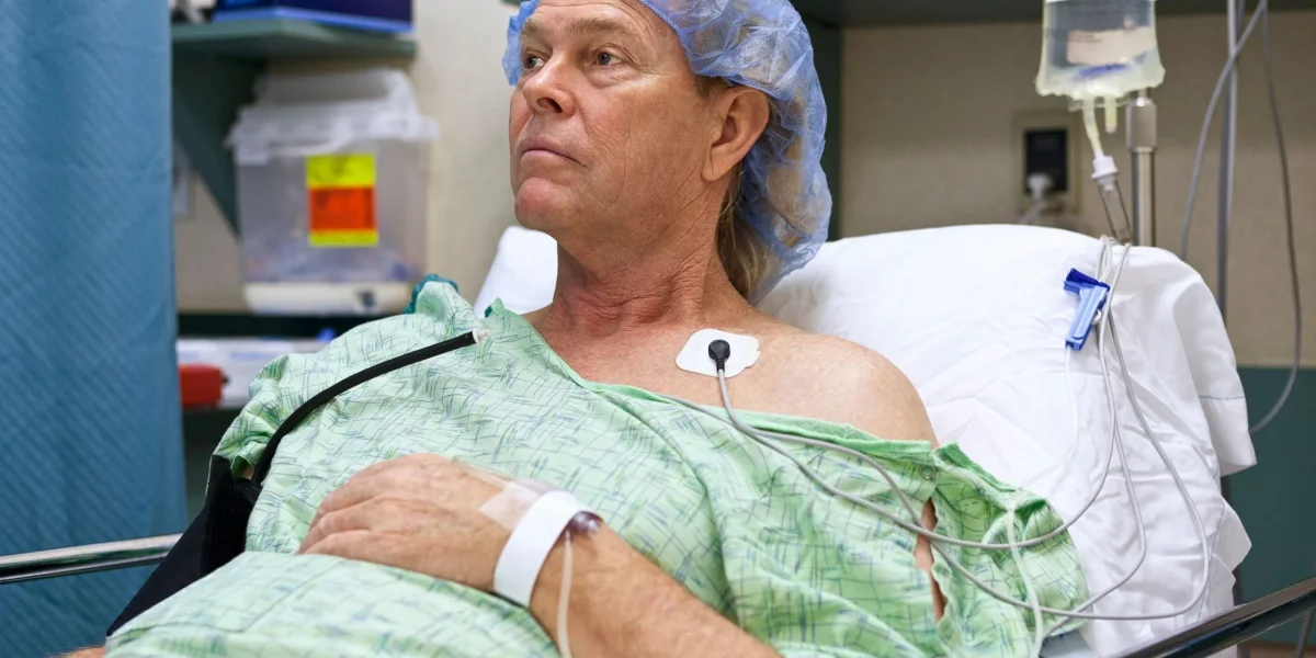 Patient in scrubs pre surgery