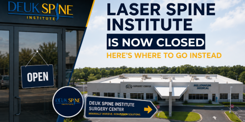Laser Spine Institute is closed, directing to Deuk Spine Institute Surgery Center.