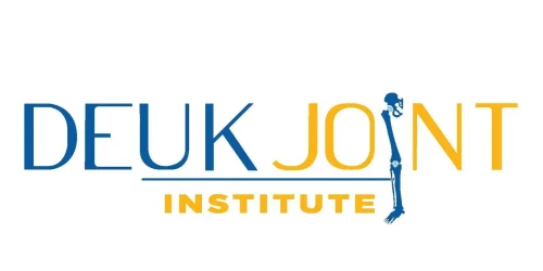 Deuk Joint Institute logo with stylized human spine illustration incorporated into the text.
